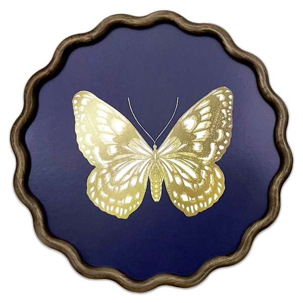 Framed Navy Butterfly Print Wall Art, 16"