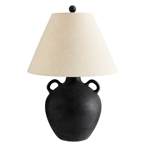 Black Ceramic Medium Lamp with Shade, 23.5"