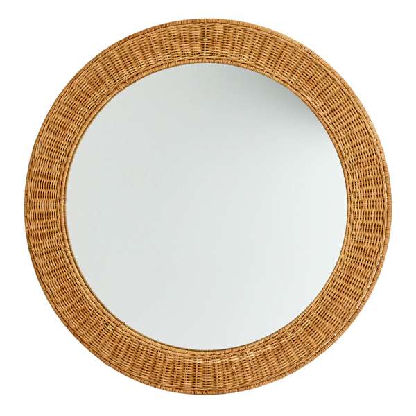 Rattan Round Wall Mirror, 30"