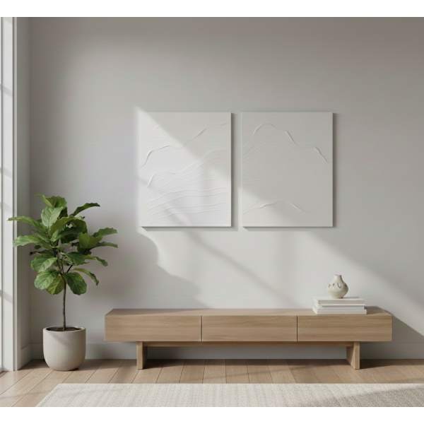 Crosby St. 2-Piece Gesso Monochromatic Impasto Canvas Wall Art Set