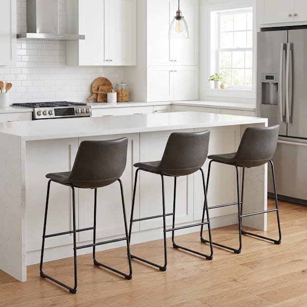 Set of 3 Crosby St. Drake Dark Grey Barstool