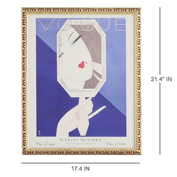 Glass Framed Vogue Mirror Print Wall Art, 17x21