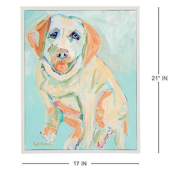 Kait Roberts Hand Painted Blue Dog Framed Canvas Wall Art, 17x21