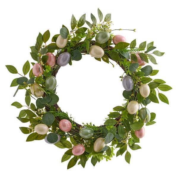 Floral Bunny Egg Wreath, 22"
