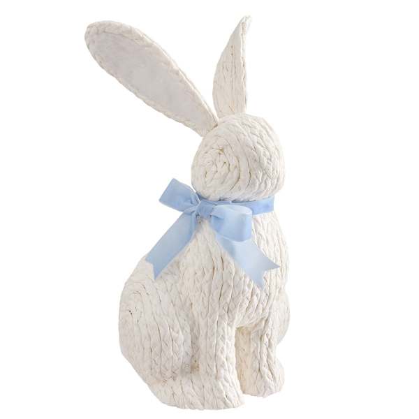 White & Blue Seagrass Bunny, 18"