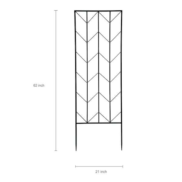 Black Metal Chevron Garden Trellis, 62"