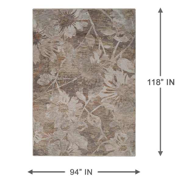 (A540) Diaz Beige Floral Area Rug,  8x10