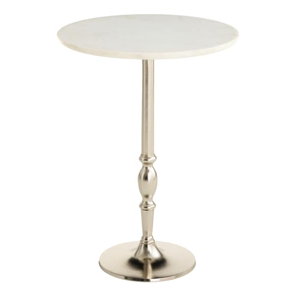 Timmothy Metal & Stone Accent Table, White