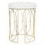 Arca Glazed Gold Wire Vanity Stool & Padded White Faux Leather Seat