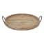 Round Wooden Tray with Metal Handles, 19.5"