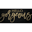 Hello Gorgeous Glittered Glass Coat Canvas Wall Sign, 33x15
