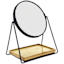 Ryu Matte Black Metal Magnifying Vanity Mirror & Bamboo Accessory Tray