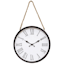 Black Hanging Round Wall Clock with Rope, 16"