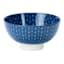 Blue & White Herringbone Pattern Porcelain Bowl, 4"
