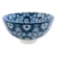 Blue & White Geo Floral Pattern Porcelain Bowl, 4"
