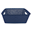 Navy Blue Peony Y-Weave Storage Basket, Small