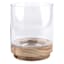 Honeybloom Clear Glass Hurricane Candle Holder with Wood Base, 6"