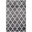 (D394) Dark Grey & White Quatrefoil Design Accent Rug, 3x5