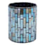 Blue Mosaic Glass Candle Holder, 6"