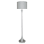 Brushed Steel Finish Floor Lamp with White Fabric Drum Shade, 60"