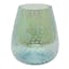 Grace Mitchell Sea Blue Etched Glass Tea Light Candle Holder, 6"