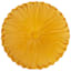 Holan Yellow Pleated Velvet Round Pillow With Button 16in.