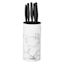 9-Piece Marble-Look Stainless Steel Knife Block Set