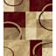(B645) Superior Burgundy & Tan Geometric Area Rug, 7x10