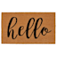 Hello Script Black Natural Coir Mat, 18x30