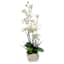 White Orchid Flower with Stone Planter, 23"