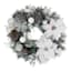White Poinsettia, Ornament & Pine Wreath, 24"
