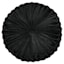 Holan Black Pleated Velvet Round Throw Pillow, 16"