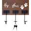 His, Hers, Pawprint Wooden Wall Sign with Hooks, 7X9