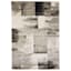 (B501) Ivory & Grey Abstract Block Area Rug, 5x8