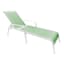Stackable Green Sling Outdoor Chaise Lounge Chair with White Frame