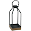 Black Metal Lantern with Wood Base, 10"