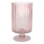 Pink Glass Hurricane Candle Holder, 9"