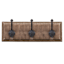 3-Hook Brown Wood & Metal Rustic Wall Hooks, 5x15