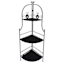 Black Metal Corner Rack with Folding Wooden Shelves, 48"