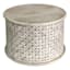 Wooden Cutout Drum Coffee Table, White Washed Finish