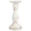 Distressed White Pillar Candle Holder, 8"