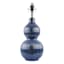 Navy Ribbed Double Gourd Ceramic Lamp, 19"