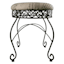 Round Metal Scroll Vanity Stool with French Script Cushion