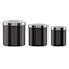 Set of 3 Black Nickel Metal Canister with Silver Lid