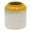 Yellow & White Striped Ceramic Vase, 5"