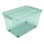 Green Tinted Storage Container with Dual Hinging Lid & Wheels, 52l