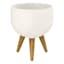 Japi All Weather Proof Off-White Round Rustic Planter Stand, Small