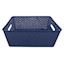 Navy Blue Peony Y-Weave Storage Basket, Medium