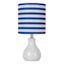 Tiny Dreamers White Ceramic Accent Lamp with Striped Shade, 12"
