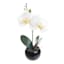 White Orchid Flower with Black Planter, 8"